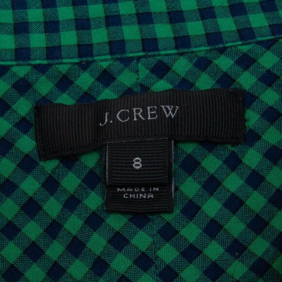 J. Crew Womens Plaid Gingham Button Shirt Size 8 Green Long Sleeve Preppy Work - Picture 5 of 10